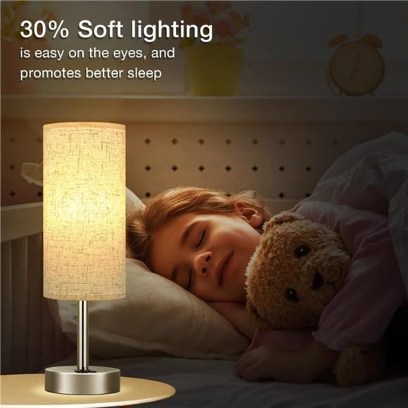 Touch Table Lamp for Bedroom Nightstand - Bedside Lamp with USB-C USB-A - Picture 3 of 6